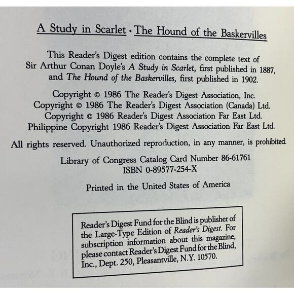 Study in Scarlet Hound of Baskervilles Readers Digest Hardcover Book Homeschool - Picture 2 of 8